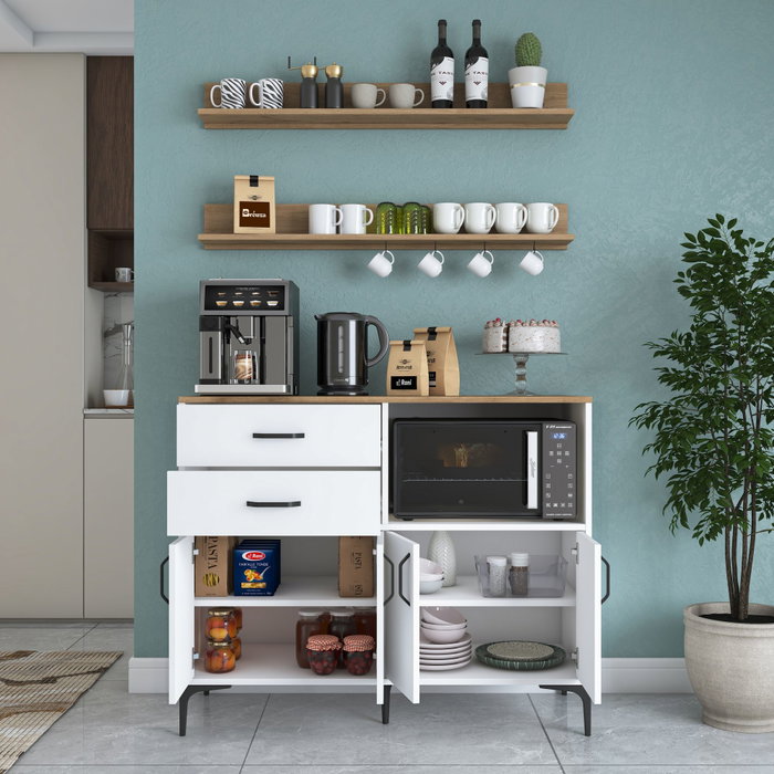 Hanah Home Armario Multiusos Blanco y Nogal